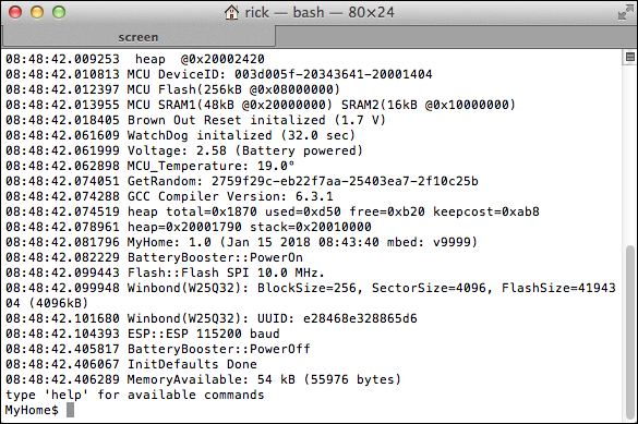 Sample application output
